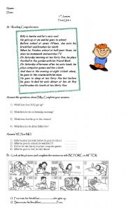 English Worksheet: test  unit 1