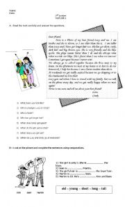 English Worksheet: phisical description and comparatives