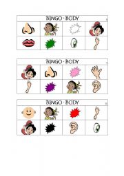English Worksheet: Body bingo 3
