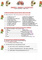 English Worksheet: Present Perfect Continuous 