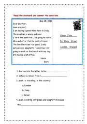 English Worksheet: Postcard