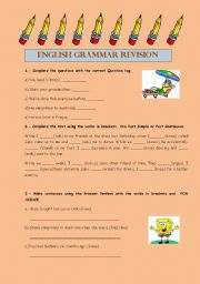 English worksheet: GRAMMAR REVISION
