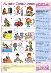 English Worksheet: Future Continuous ***fully editable