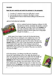 English Worksheet: mountain rescue heroes