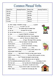 English Worksheet: Common Phrasal Verbs