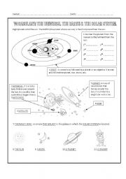 English Worksheet: Vocabulary: the Universe & The Solar System