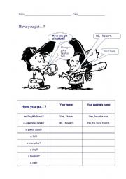 English Worksheet: Have got - speaking