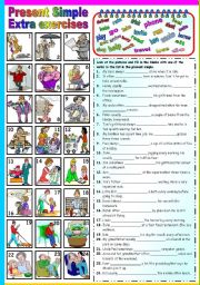 English Worksheet: PRESENT SIMPLE EXTRA EXERCISES (B&W VERSION+KEY INCLUDED)