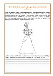 English worksheet: A Princess
