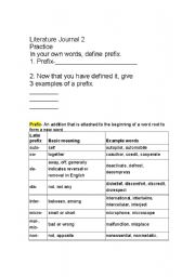 English Worksheet: Prefixes