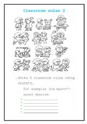 English Worksheet: Classroom Rules 2! What you MUSTNT DO!!!