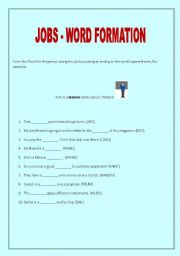 English worksheet: Jobs word formation