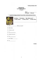 English Worksheet: test for beginners