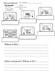 English Worksheet: Rooms at school