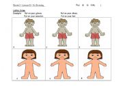 English Worksheet: Clothes - Listen and Draw