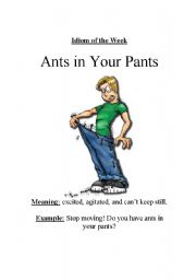 English Worksheet: Idiom - ants in your pants