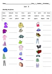 English Worksheet: clothes