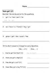 English worksheet: have got