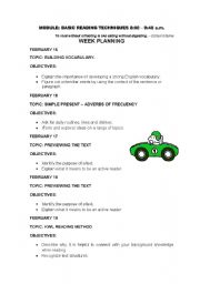 English worksheet: WEEK PLAN