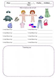 English worksheet: what would you like to buy?