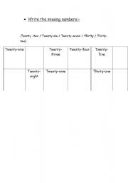 English Worksheet: numbers