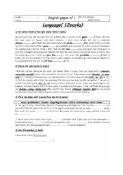 English Worksheet: for 1ST year secondary school.a very useful  grammar test