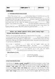 English Worksheet: for 1ST year Tunisian secondary school pupils.a very useful  grammar test