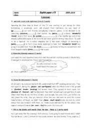 English Worksheet: A  very good grammar test for 1 st  secondary year pupils