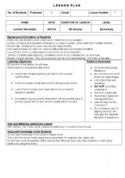 English Worksheet: lesson plan