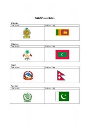 English worksheet: SAARC Countries