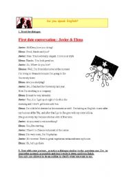 English worksheet: 1st date conversation