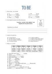 English Worksheet: Verb To BE