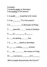 English worksheet: Present continuous versus present simple