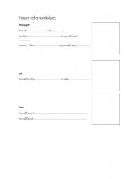 English Worksheet: fortune teller role play part 1