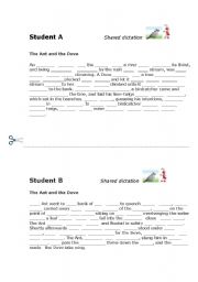 English worksheet: Shared dictation The Ant and the Dove fable.