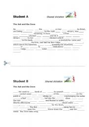 English Worksheet: Shared dictation The Ant and the Dove fable.