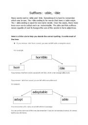 English Worksheet: suffix iable and able