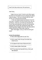 English worksheet: Feelings in Toms Diary