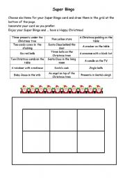 English Worksheet: Super Christmas Bingo