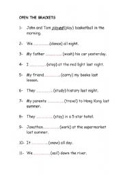 English worksheet: Past tense-open the brackets