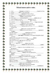 English Worksheet: Mixed tenses. Active voice.