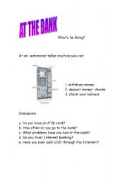 English worksheet: at the bank