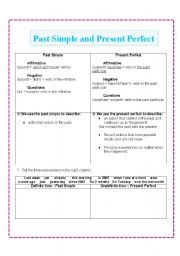 English worksheet: Present Perfect and Past Simple