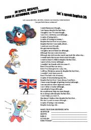 English Worksheet: Revision series 35 - In spite, despite, even though, although,...