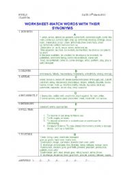 English worksheet: SYNONYMS