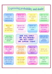 English Worksheet: expressing probability and doubt