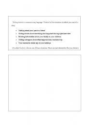 English worksheet: Story Writing (past tenses)