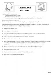 English worksheet: Character Building part 1