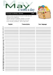 vocabulary calendar - May
