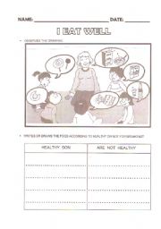 English worksheet: I EAT WELL